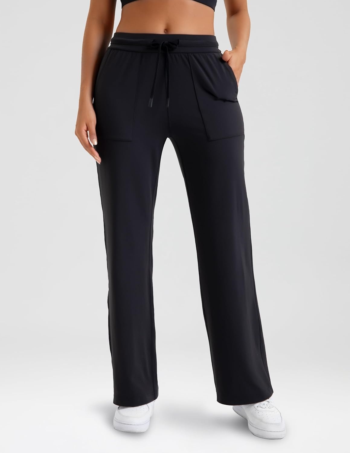image:imageColorfulkoala Dreamlux Wide Leg Pants Women Lounge High Waisted Work Pants with Pockets 275305Black