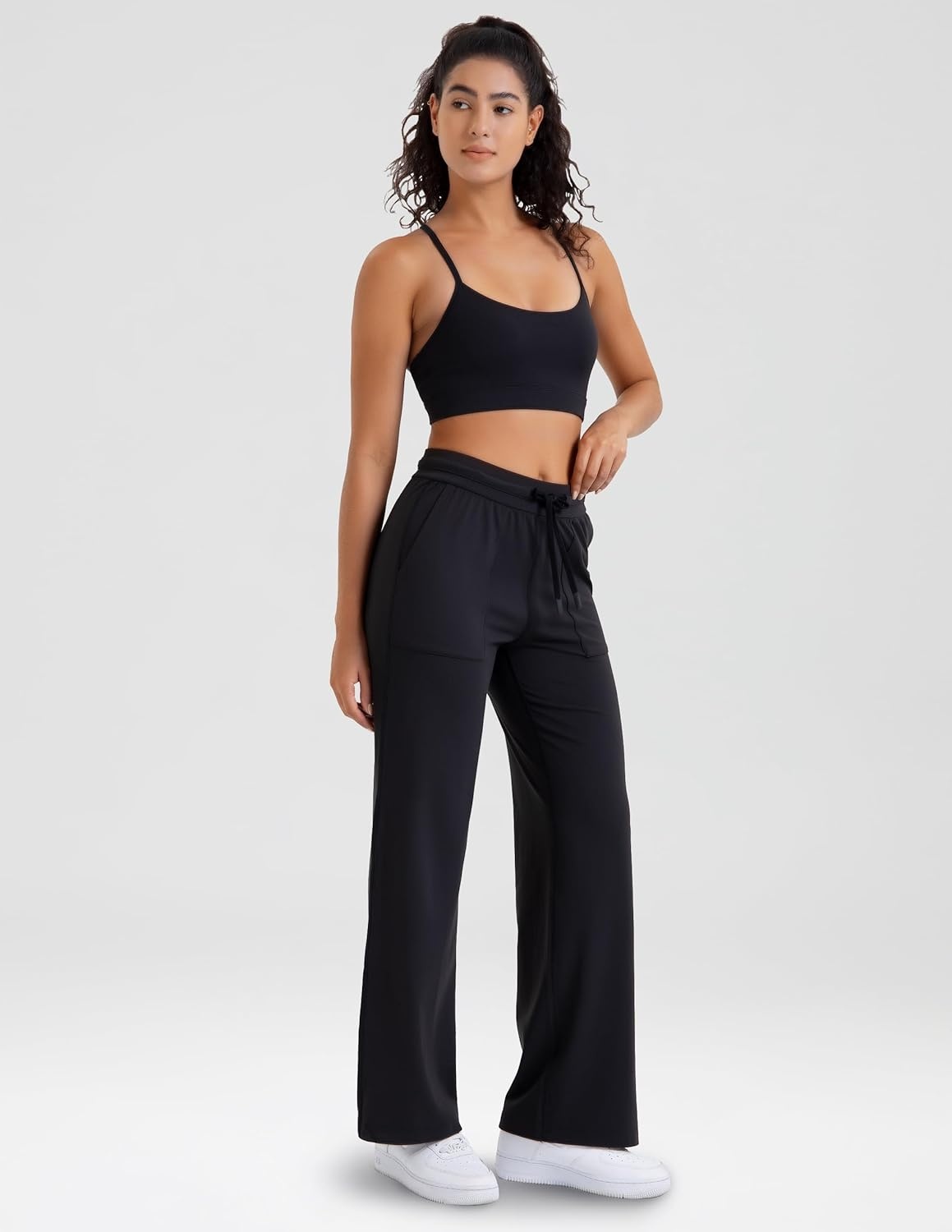 image:imageColorfulkoala Dreamlux Wide Leg Pants Women Lounge High Waisted Work Pants with Pockets 275305Black