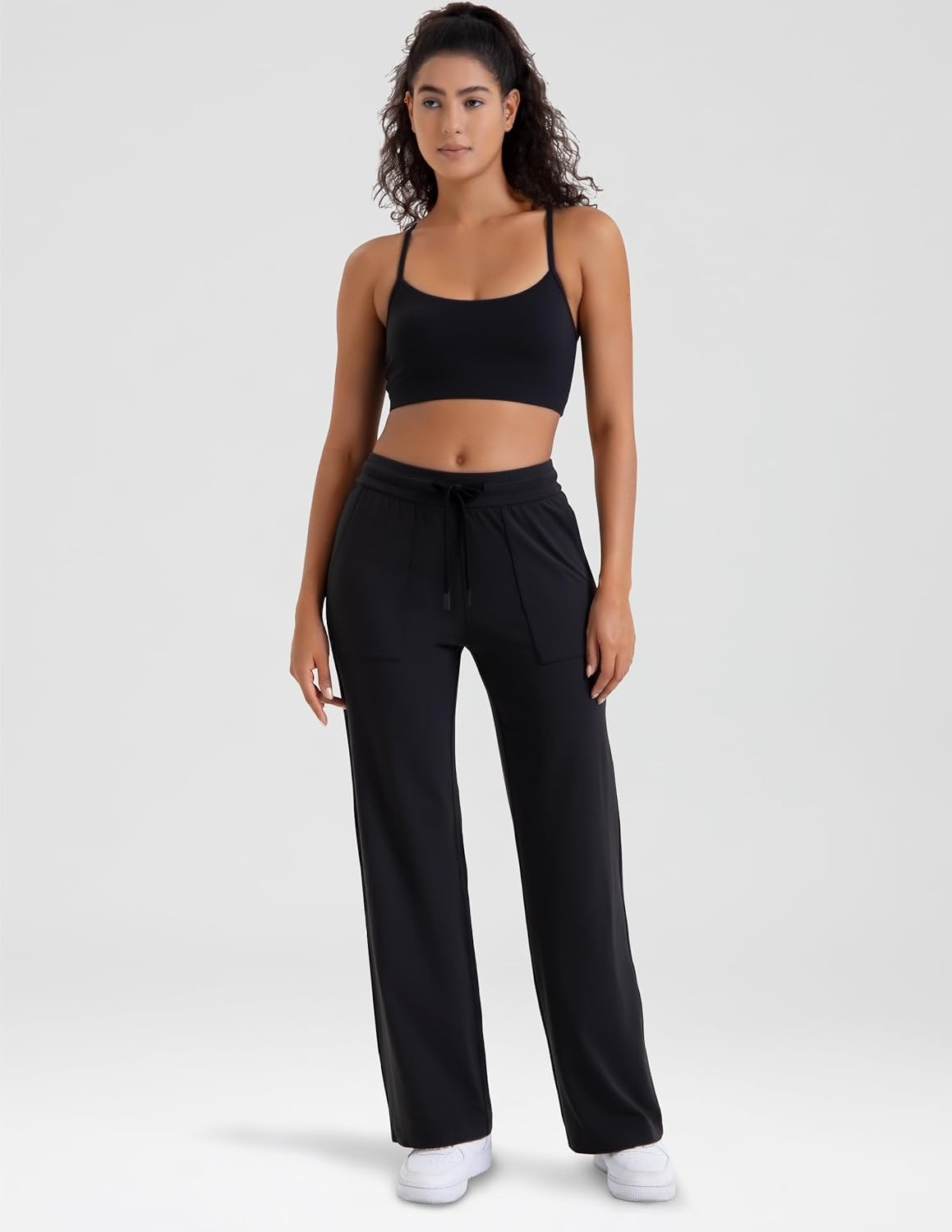 image:imageColorfulkoala Dreamlux Wide Leg Pants Women Lounge High Waisted Work Pants with Pockets 275305Black