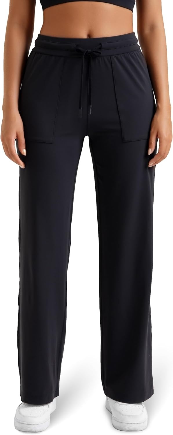 image:imageColorfulkoala Dreamlux Wide Leg Pants Women Lounge High Waisted Work Pants with Pockets 275305Black