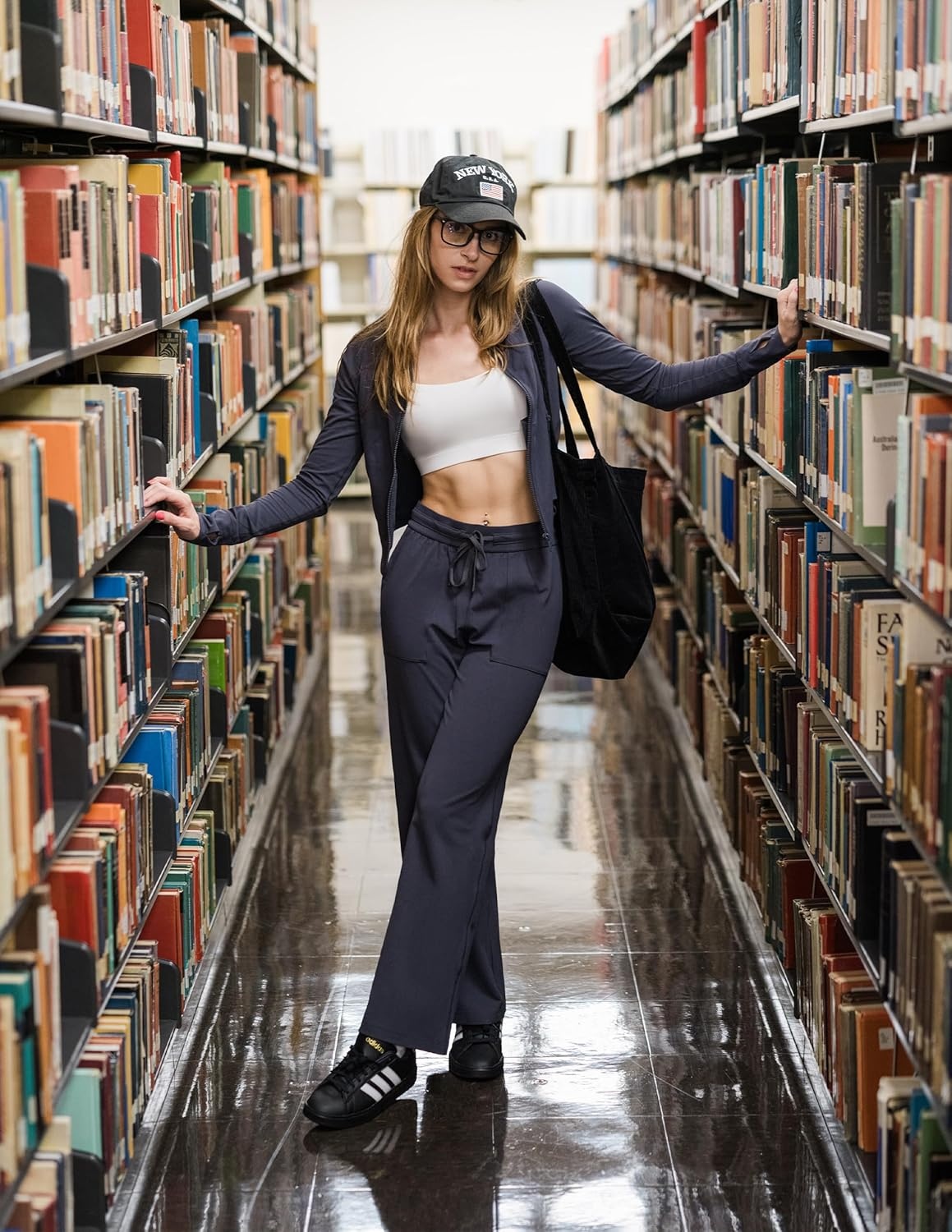 image:imageColorfulkoala Dreamlux Wide Leg Pants Women Lounge High Waisted Work Pants with Pockets 275305Blue Ink