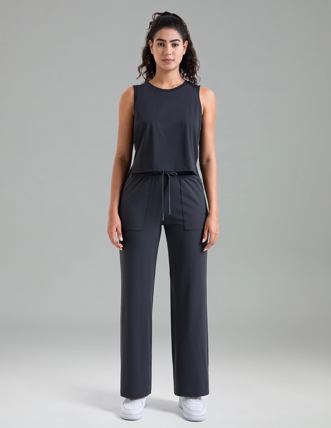 image:imageColorfulkoala Dreamlux Wide Leg Pants Women Lounge High Waisted Work Pants with Pockets 275305Blue Ink