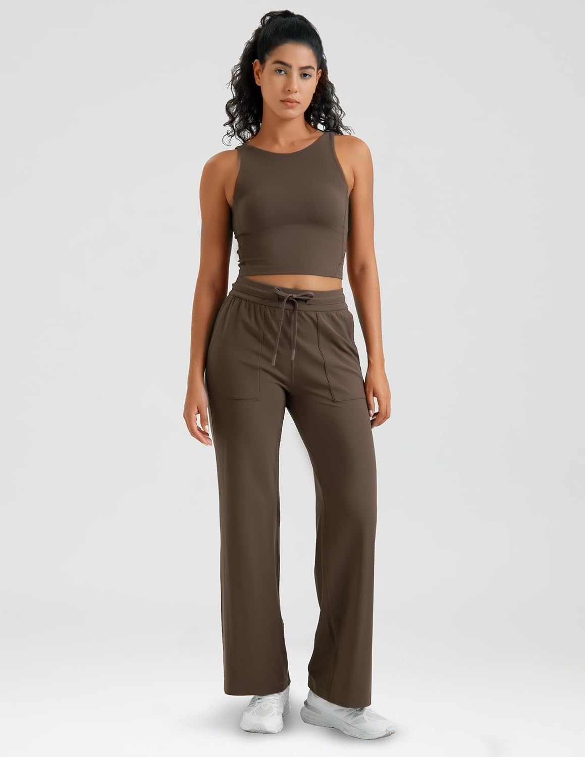 image:imageColorfulkoala Dreamlux Wide Leg Pants Women Lounge High Waisted Work Pants with Pockets 275305Cocoa