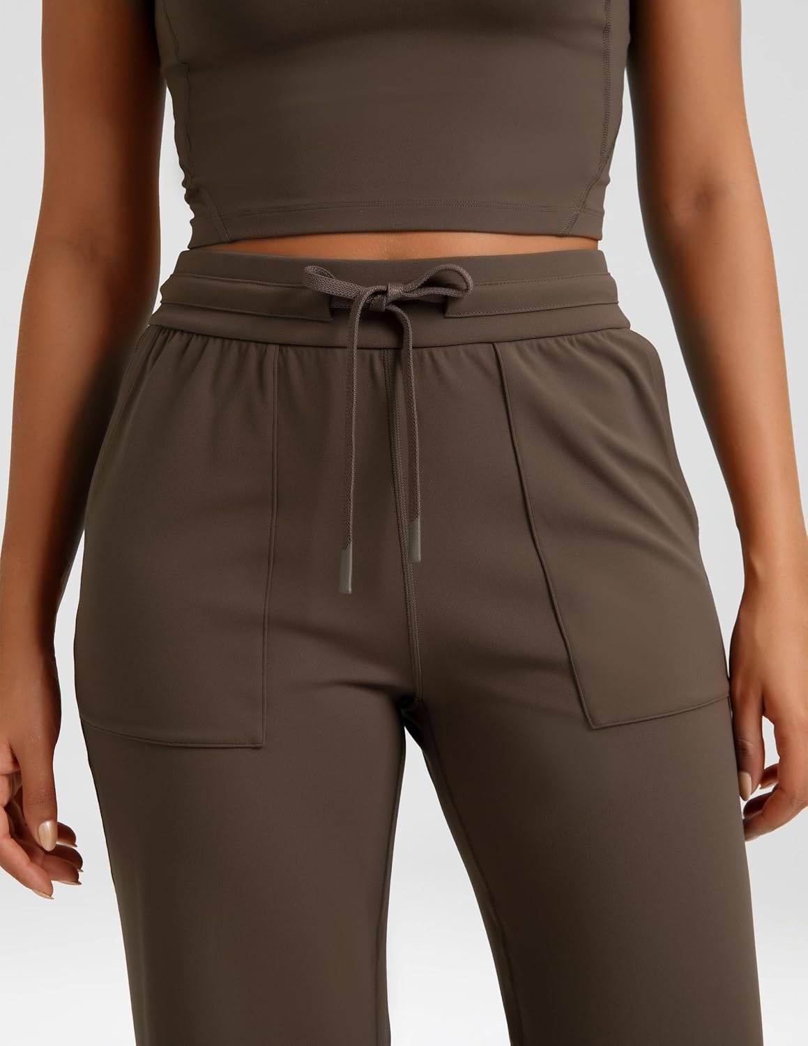 image:imageColorfulkoala Dreamlux Wide Leg Pants Women Lounge High Waisted Work Pants with Pockets 275305Cocoa