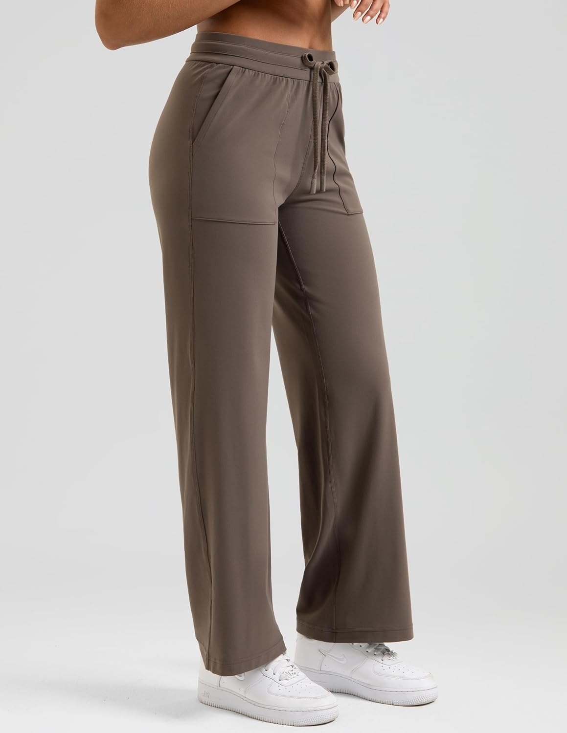image:imageColorfulkoala Dreamlux Wide Leg Pants Women Lounge High Waisted Work Pants with Pockets 275305Cocoa