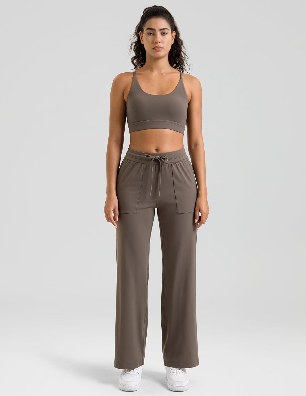 image:imageColorfulkoala Dreamlux Wide Leg Pants Women Lounge High Waisted Work Pants with Pockets 275305Cocoa