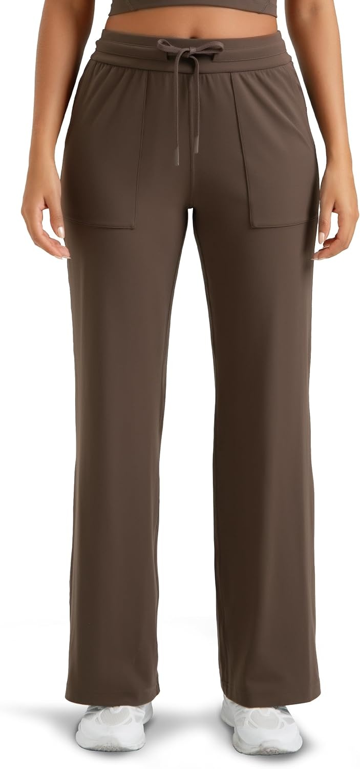 image:imageColorfulkoala Dreamlux Wide Leg Pants Women Lounge High Waisted Work Pants with Pockets 275305Cocoa
