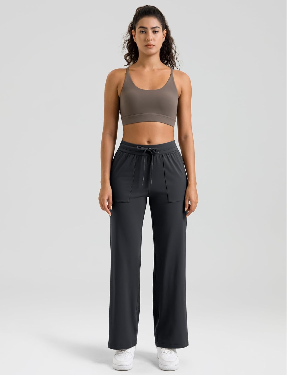 image:imageColorfulkoala Dreamlux Wide Leg Pants Women Lounge High Waisted Work Pants with Pockets 275305Dark Carbon