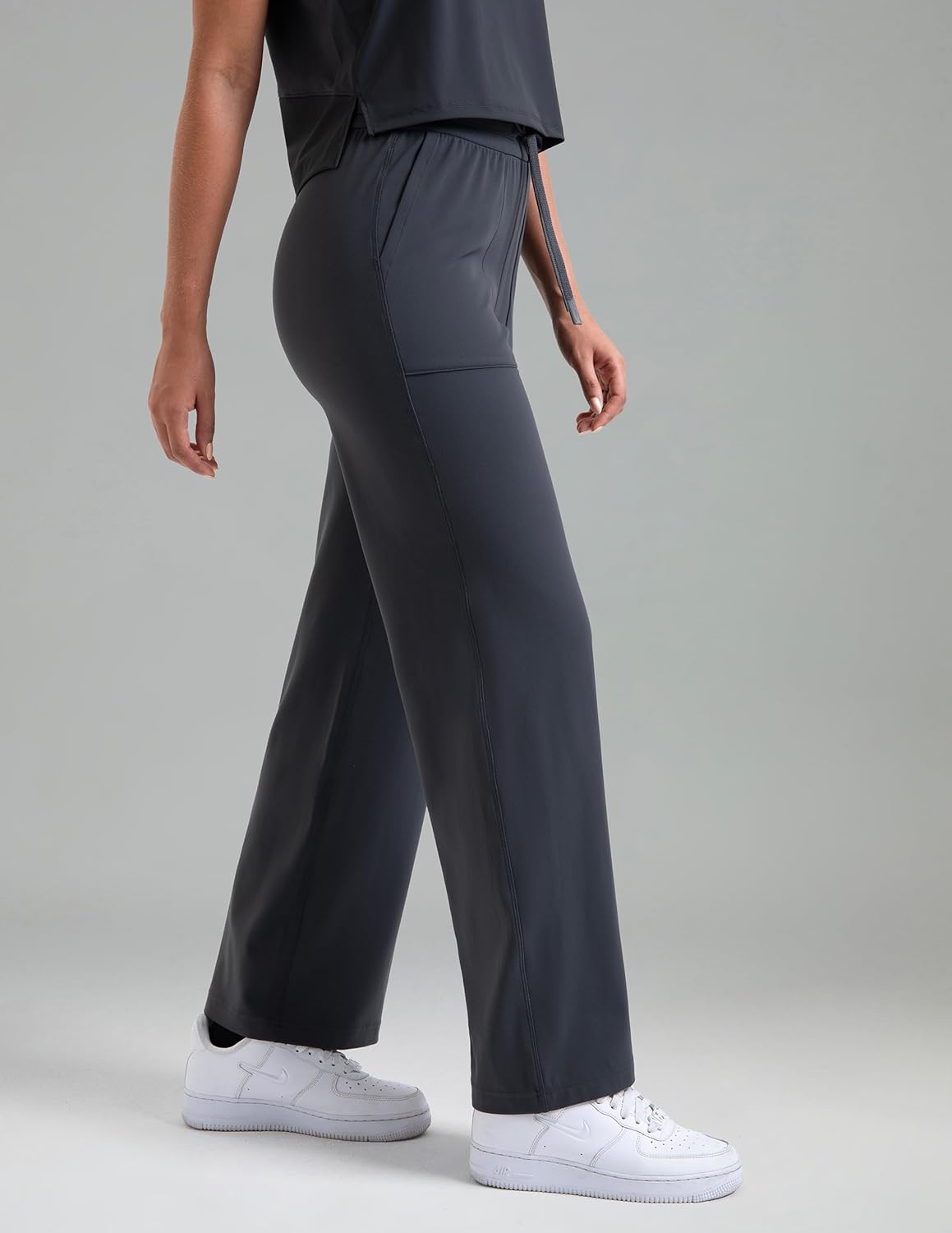 image:imageColorfulkoala Dreamlux Wide Leg Pants Women Lounge High Waisted Work Pants with Pockets 275305Dark Carbon