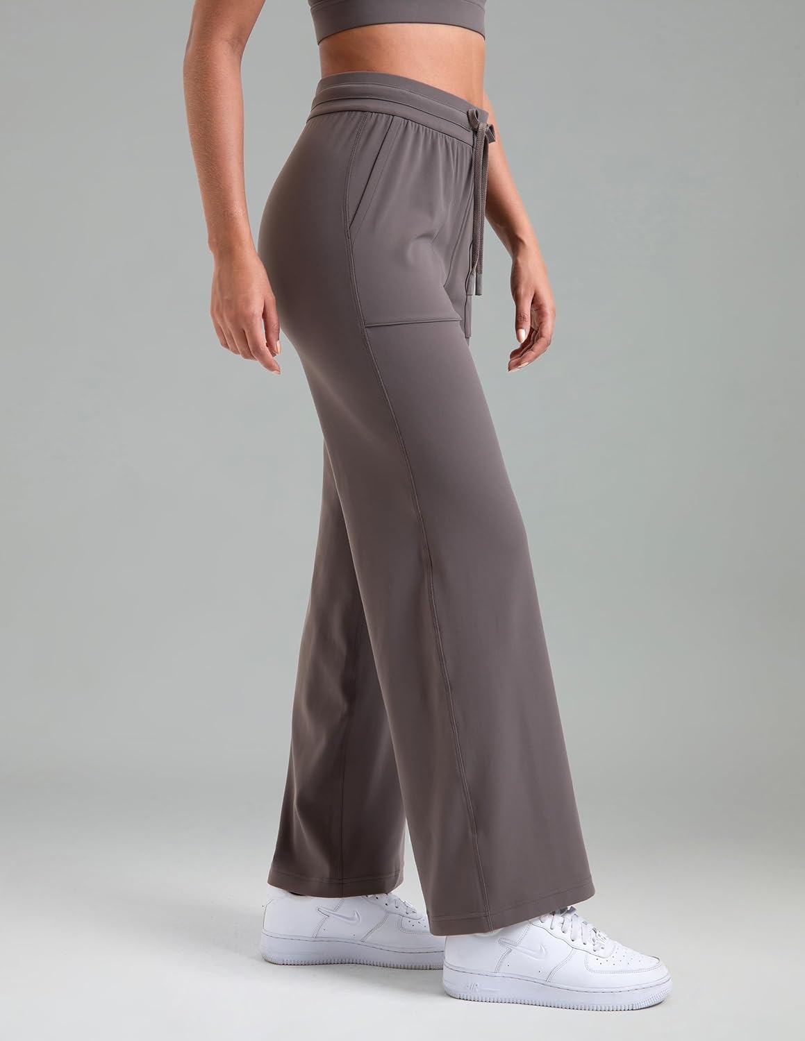 image:imageColorfulkoala Dreamlux Wide Leg Pants Women Lounge High Waisted Work Pants with Pockets 275305Major Brown