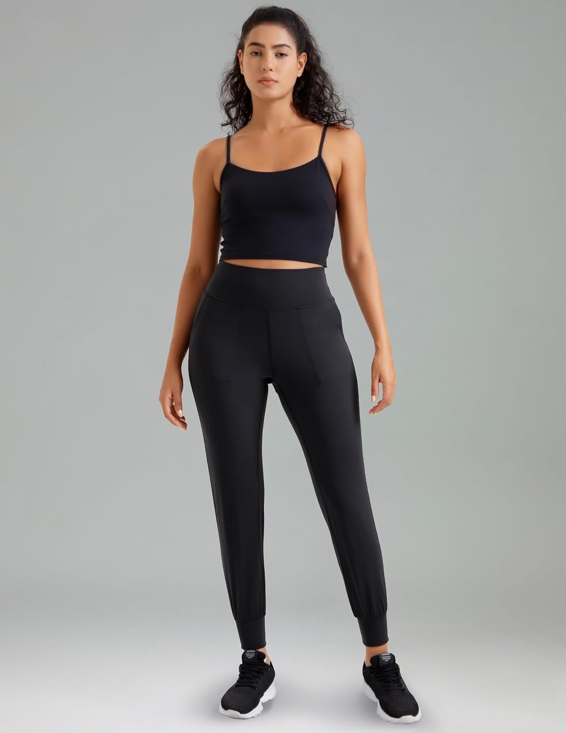 image:imageColorfulkoala Womens Dreamlux Jogger Pants High Waisted Sweatpants Tapered Lounge Pants 28 Inseam Joggers with PocketsBlack