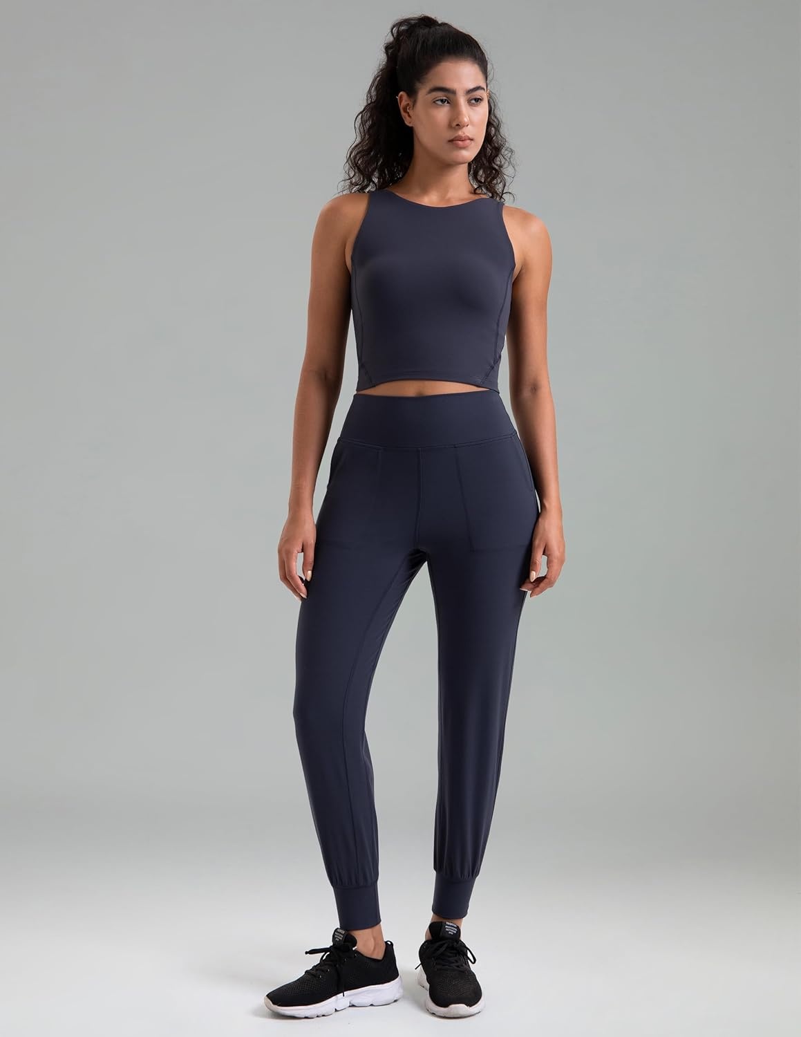 image:imageColorfulkoala Womens Dreamlux Jogger Pants High Waisted Sweatpants Tapered Lounge Pants 28 Inseam Joggers with PocketsBlue Ink