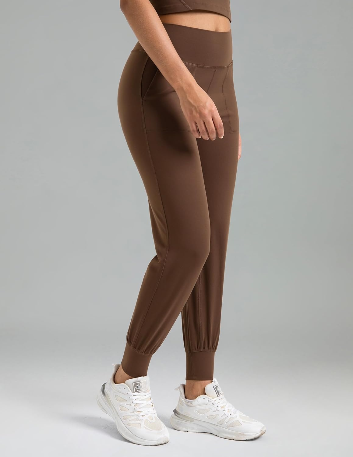 image:imageColorfulkoala Womens Dreamlux Jogger Pants High Waisted Sweatpants Tapered Lounge Pants 28 Inseam Joggers with PocketsCocoa