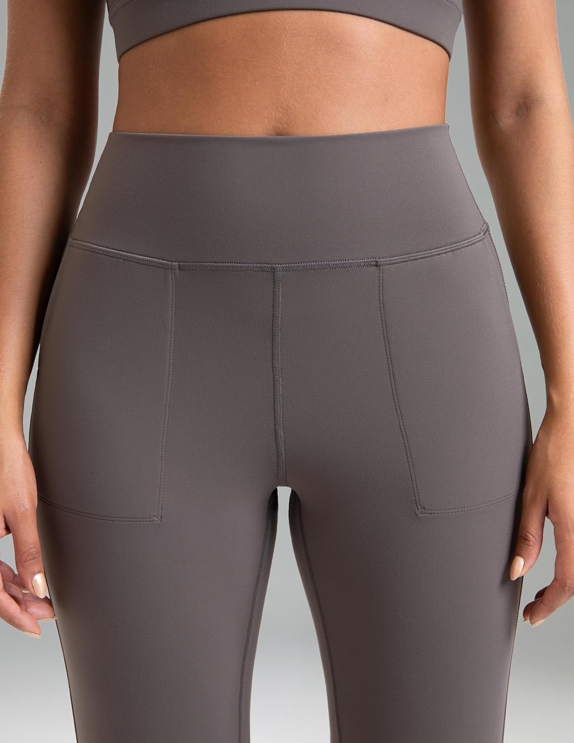 image:imageColorfulkoala Womens Dreamlux Jogger Pants High Waisted Sweatpants Tapered Lounge Pants 28 Inseam Joggers with PocketsMajor Brown