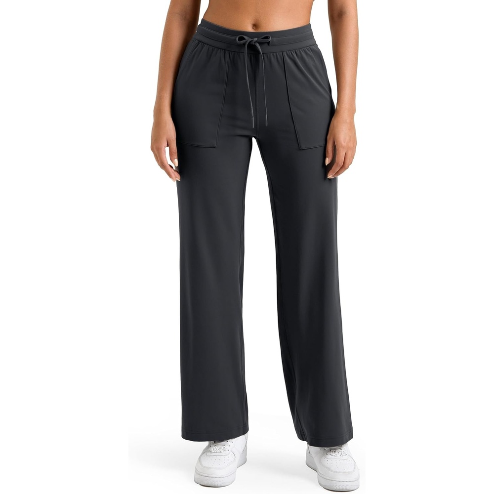 image:imageColorfulkoala Dreamlux Wide Leg Pants Women Lounge High Waisted Work Pants with Pockets 275305Dark Carbon