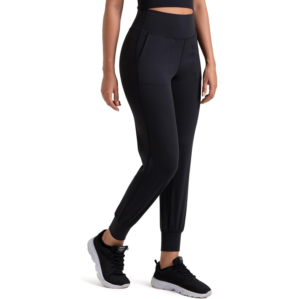 image:imageColorfulkoala Womens Dreamlux Jogger Pants High Waisted Sweatpants Tapered Lounge Pants 28 Inseam Joggers with PocketsBlack