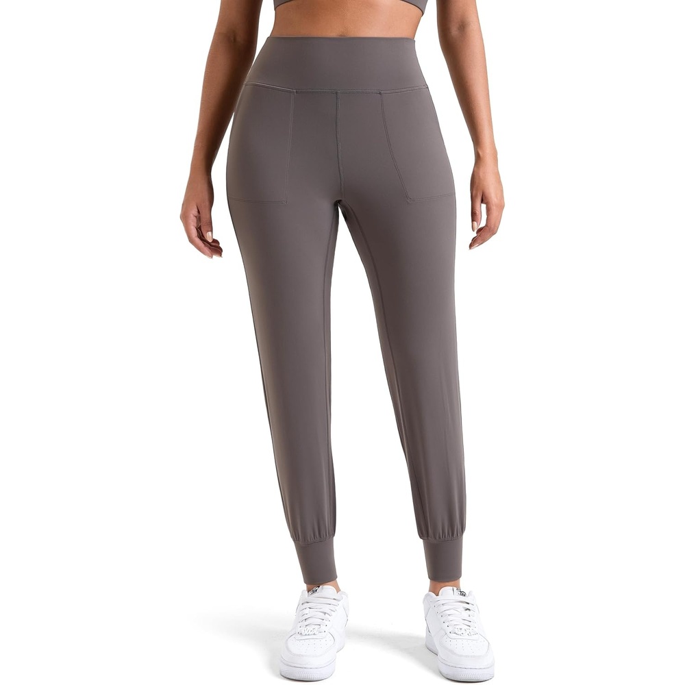 image:imageColorfulkoala Womens Dreamlux Jogger Pants High Waisted Sweatpants Tapered Lounge Pants 28 Inseam Joggers with PocketsMajor Brown