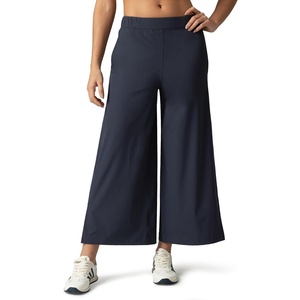 image:imageColorfulkoala Womens Lightweight Wide Leg Cropped Pants High Waisted Loose Casual Lounge Pants Trousers with PocketsBlue Ink