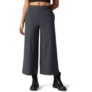 image:imageColorfulkoala Womens Lightweight Wide Leg Cropped Pants High Waisted Loose Casual Lounge Pants Trousers with PocketsDark Carbon