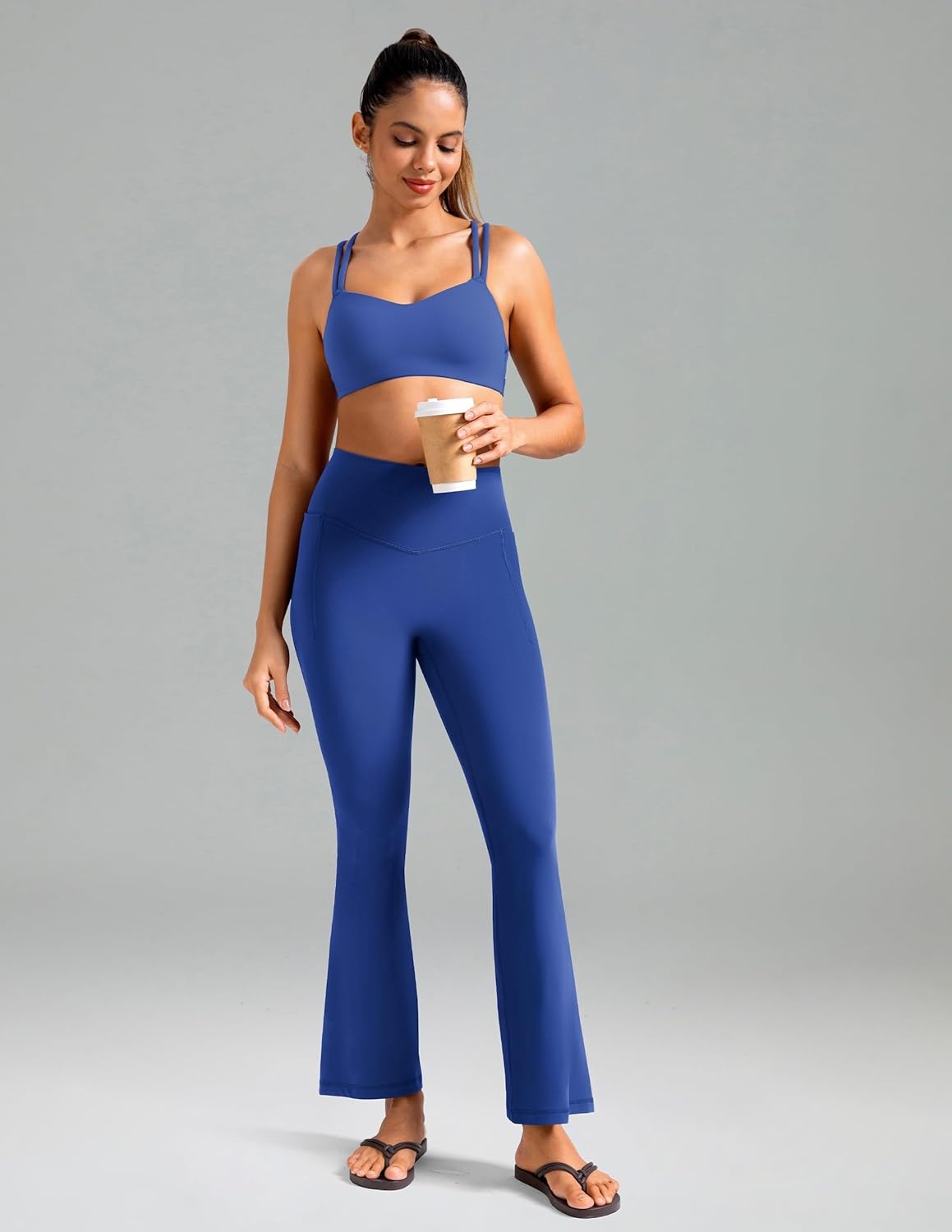 image:imageColorfulkoala Dreamlux Flare Leggings for Women with Pockets High Waist No Front Seam Yoga Pants 275 295 315Baleine Blue