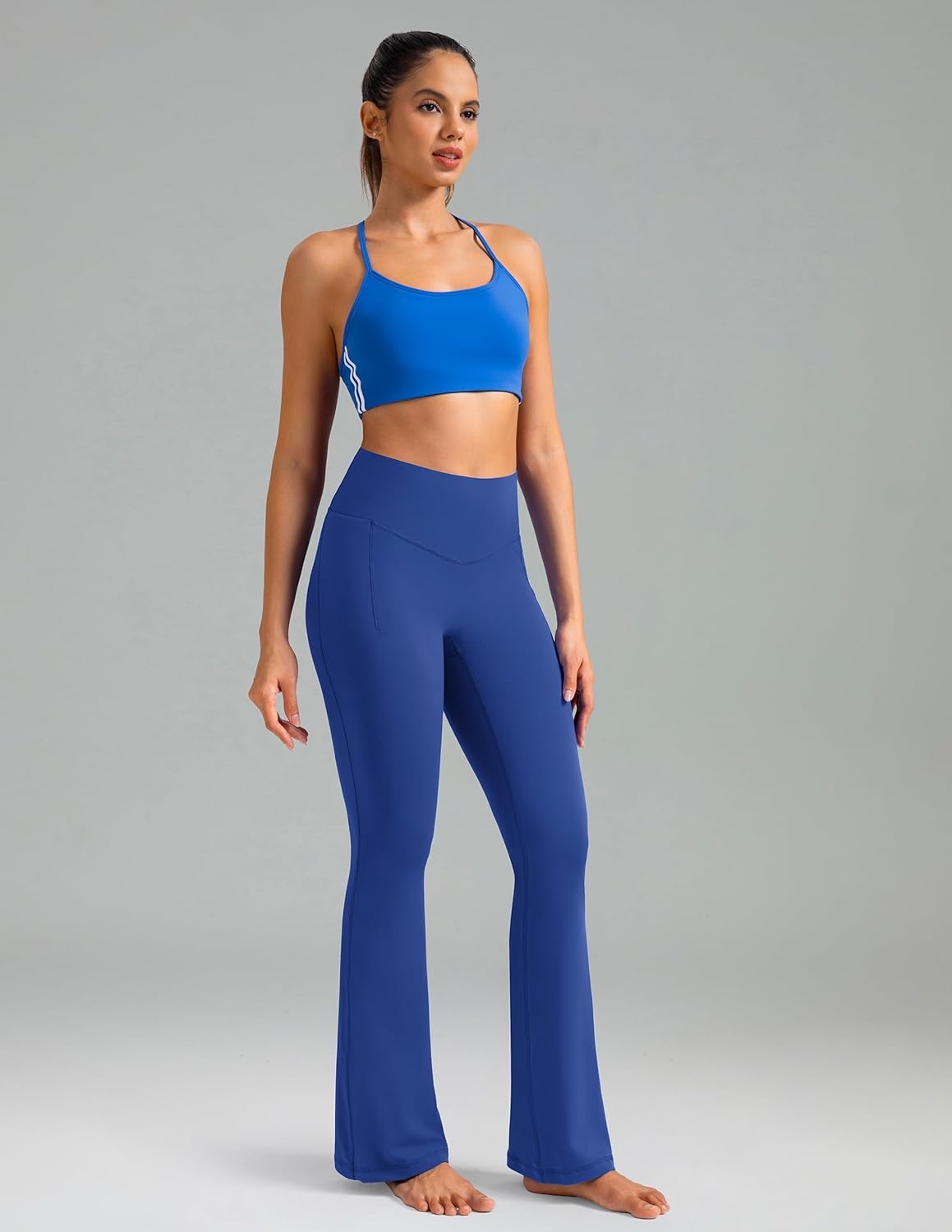image:imageColorfulkoala Dreamlux Flare Leggings for Women with Pockets High Waist No Front Seam Yoga Pants 275 295 315Baleine Blue