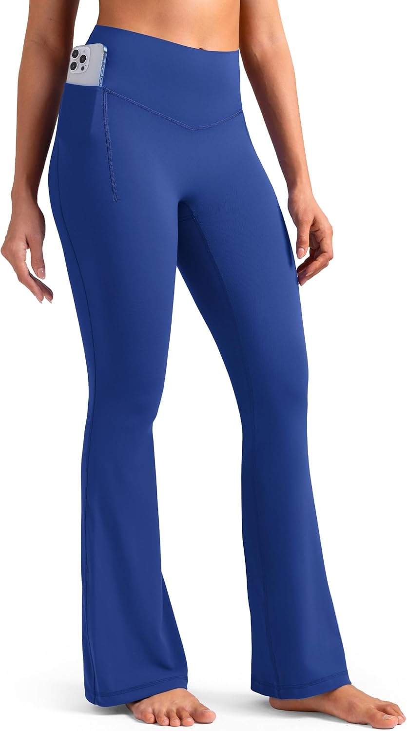 image:imageColorfulkoala Dreamlux Flare Leggings for Women with Pockets High Waist No Front Seam Yoga Pants 275 295 315Baleine Blue