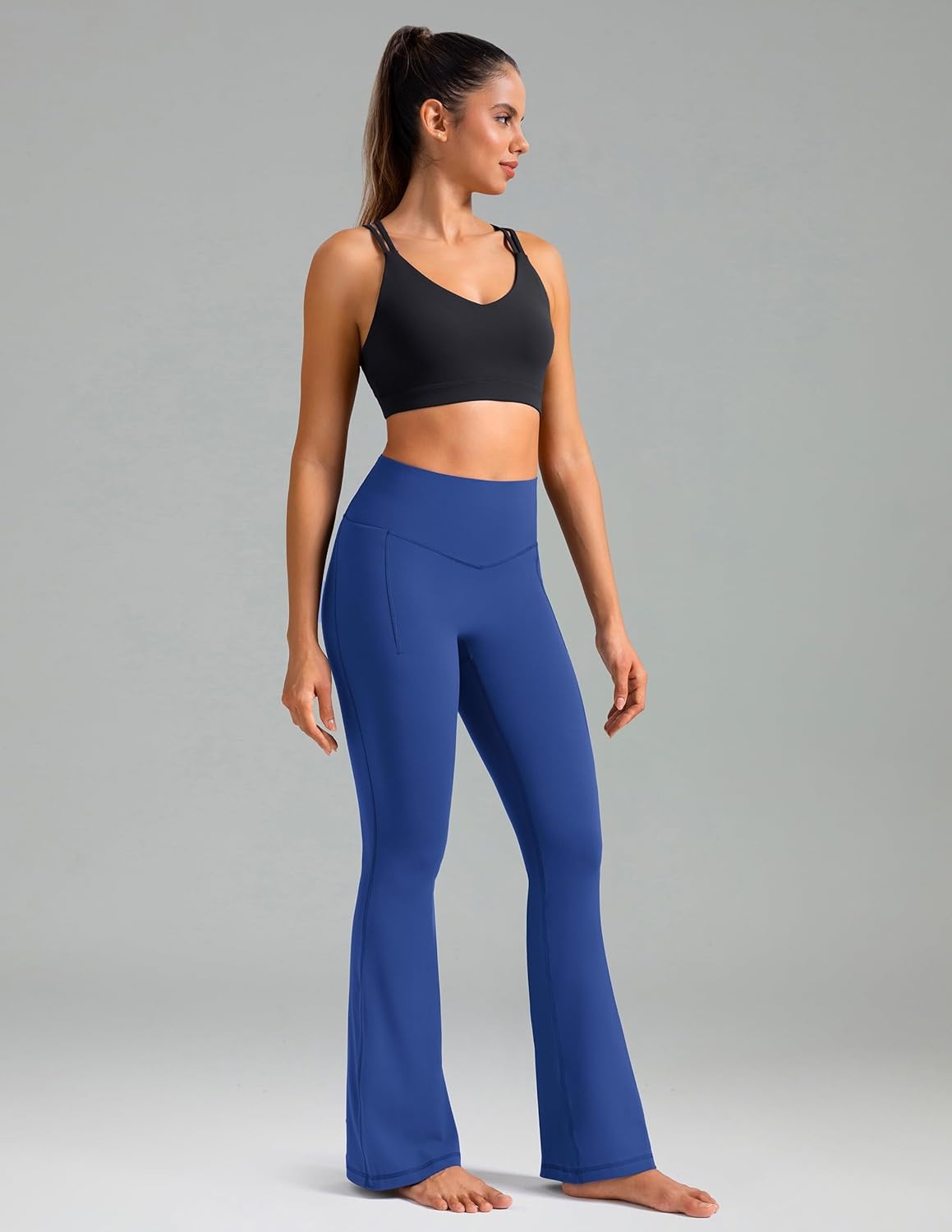 image:imageColorfulkoala Dreamlux Flare Leggings for Women with Pockets High Waist No Front Seam Yoga Pants 275 295 315Baleine Blue
