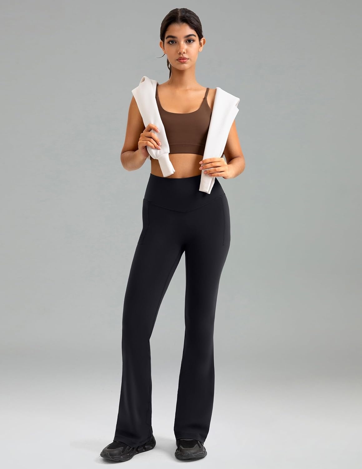 image:imageColorfulkoala Dreamlux Flare Leggings for Women with Pockets High Waist No Front Seam Yoga Pants 275 295 315Black