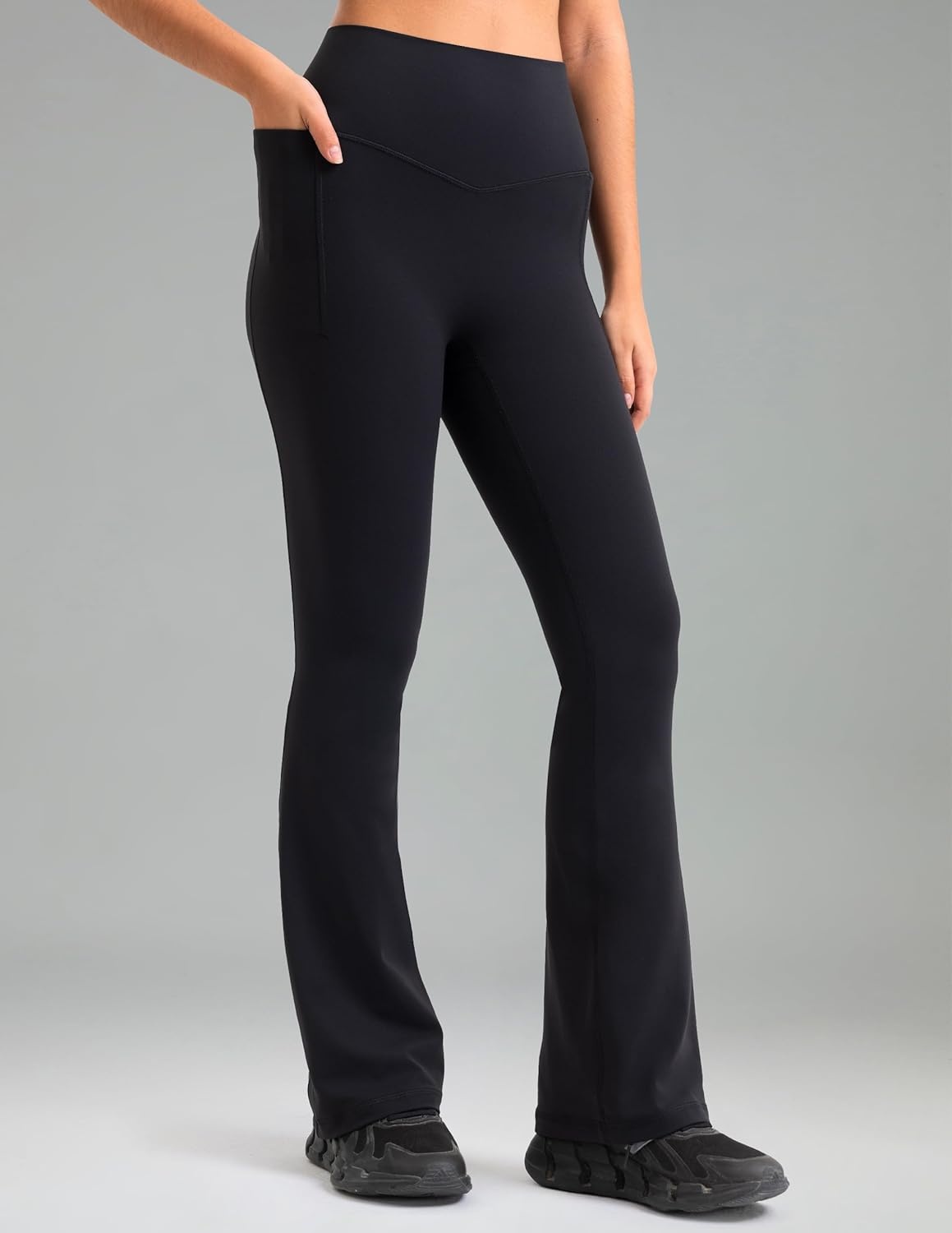 image:imageColorfulkoala Dreamlux Flare Leggings for Women with Pockets High Waist No Front Seam Yoga Pants 275 295 315Black
