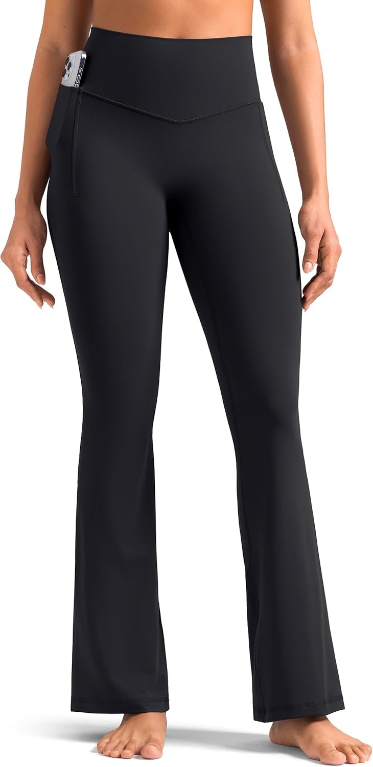 image:imageColorfulkoala Dreamlux Flare Leggings for Women with Pockets High Waist No Front Seam Yoga Pants 275 295 315Black