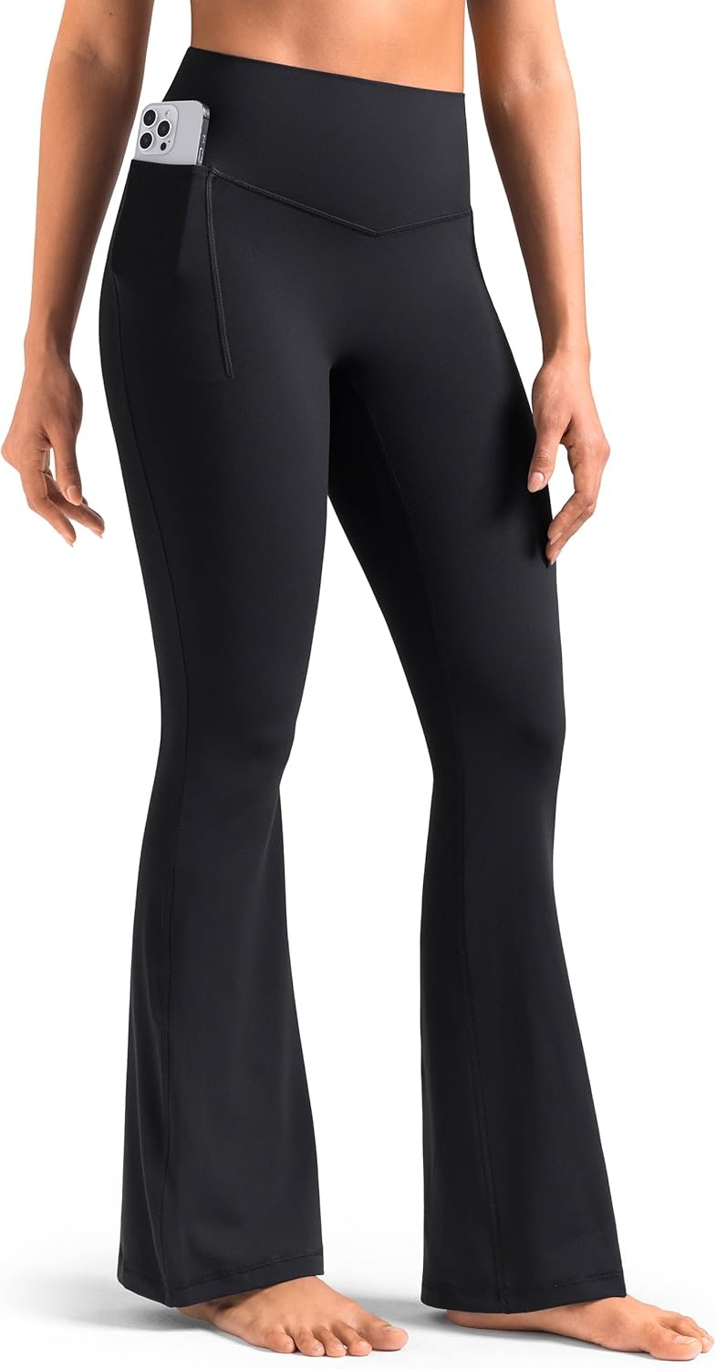 image:imageColorfulkoala Dreamlux Flare Leggings for Women with Pockets High Waist No Front Seam Yoga Pants 275 295 315Black