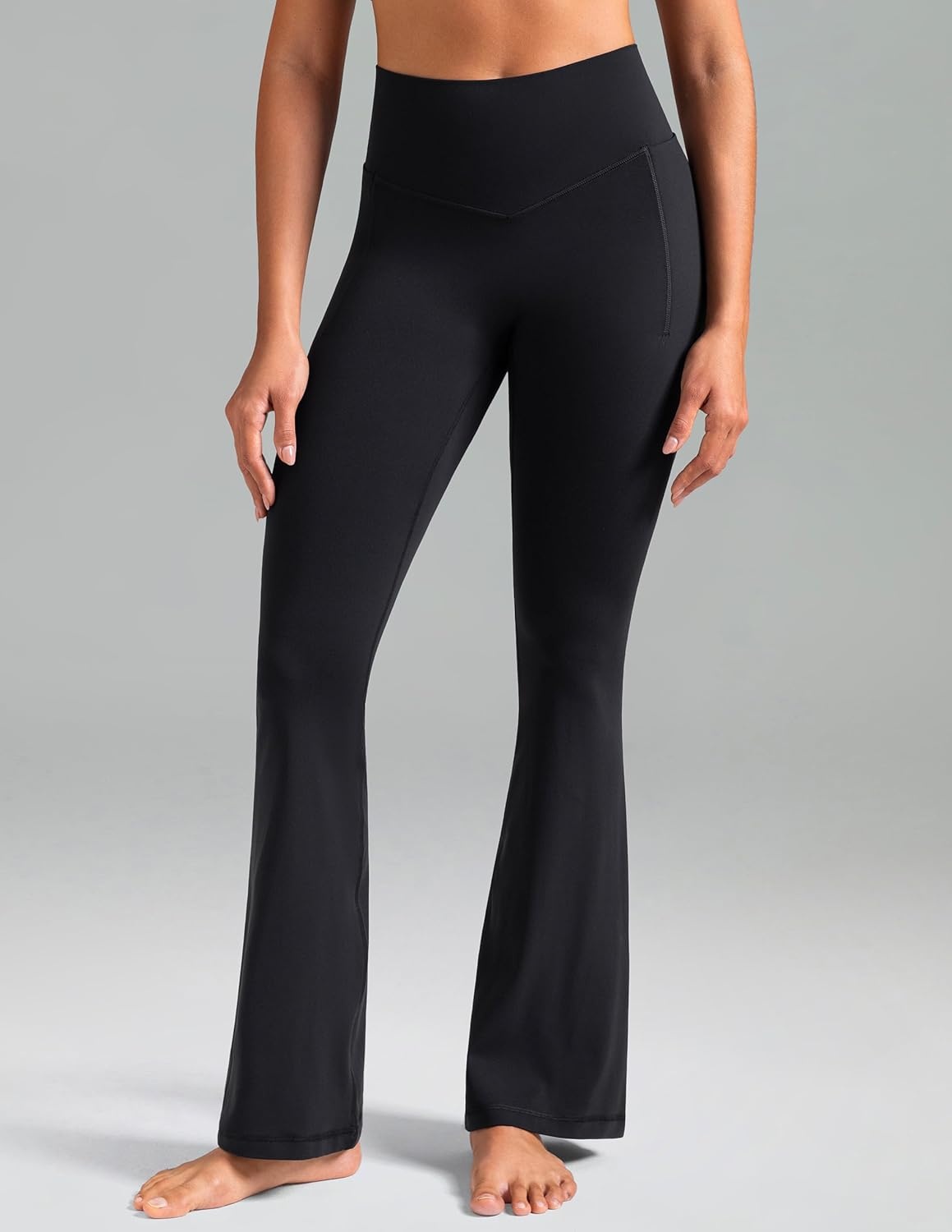 image:imageColorfulkoala Dreamlux Flare Leggings for Women with Pockets High Waist No Front Seam Yoga Pants 275 295 315Black