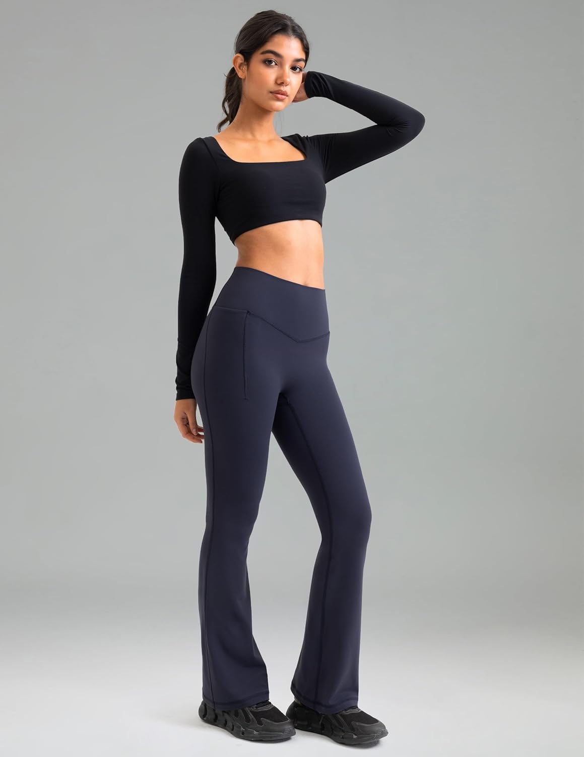 image:imageColorfulkoala Dreamlux Flare Leggings for Women with Pockets High Waist No Front Seam Yoga Pants 275 295 315Blue Ink
