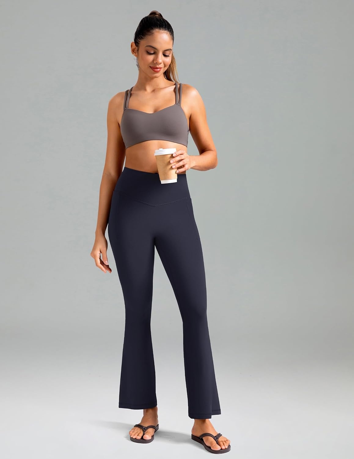 image:imageColorfulkoala Dreamlux Flare Leggings for Women with Pockets High Waist No Front Seam Yoga Pants 275 295 315Blue Ink