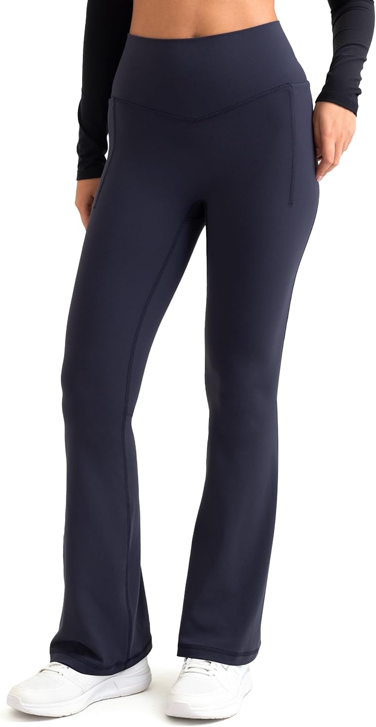 image:imageColorfulkoala Dreamlux Flare Leggings for Women with Pockets High Waist No Front Seam Yoga Pants 275 295 315Blue Ink