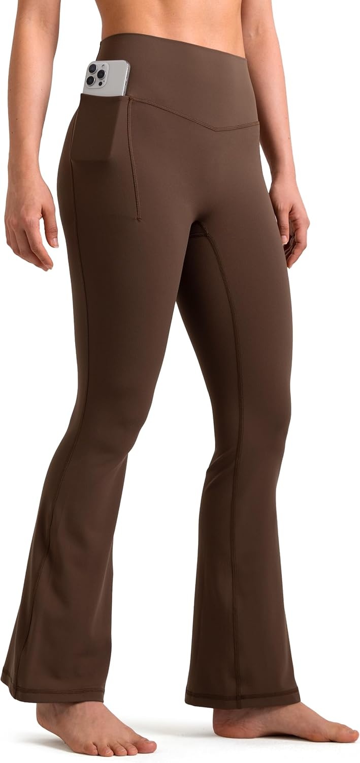 image:imageColorfulkoala Dreamlux Flare Leggings for Women with Pockets High Waist No Front Seam Yoga Pants 275 295 315Cocoa