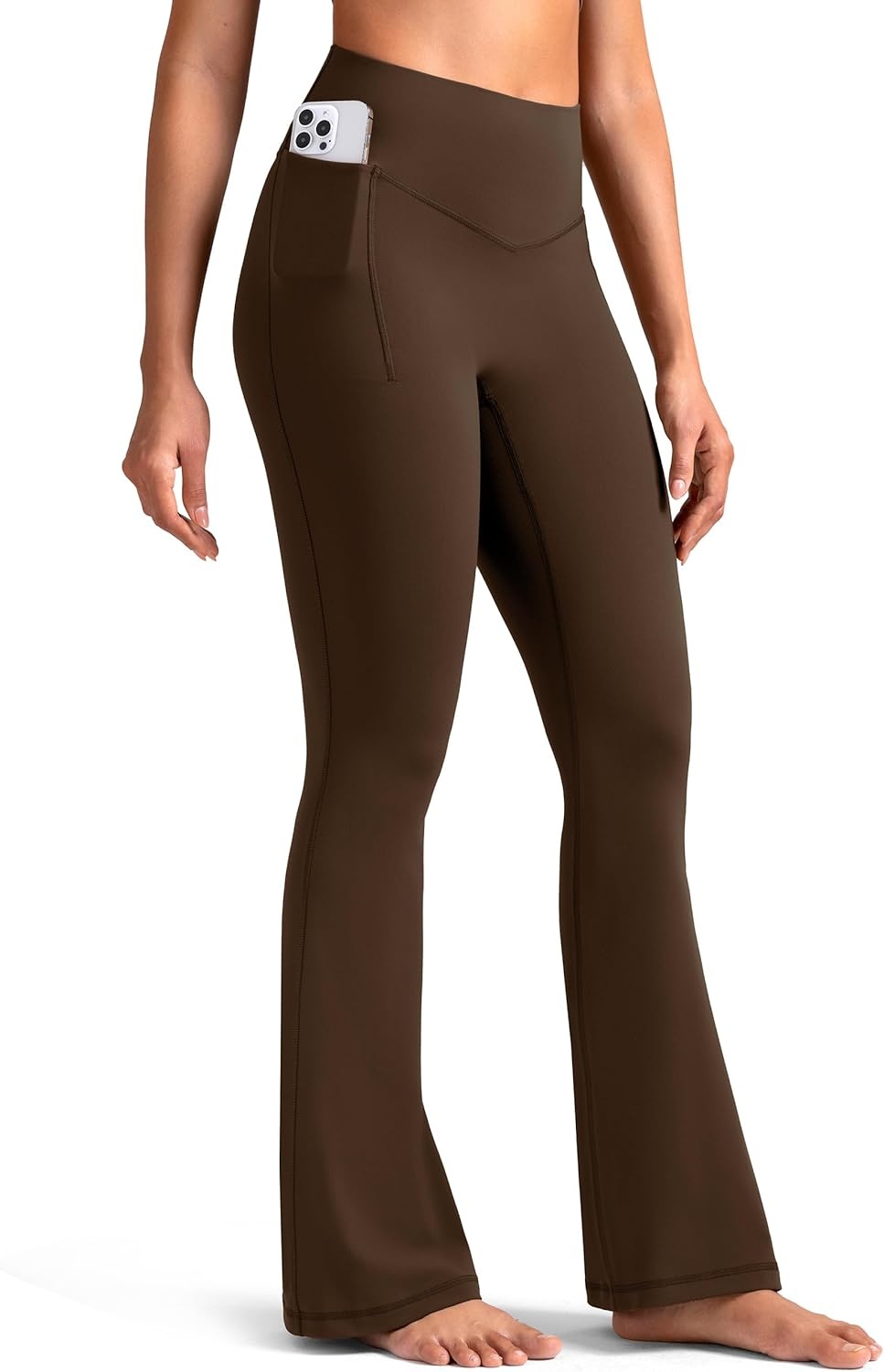 image:imageColorfulkoala Dreamlux Flare Leggings for Women with Pockets High Waist No Front Seam Yoga Pants 275 295 315Cocoa