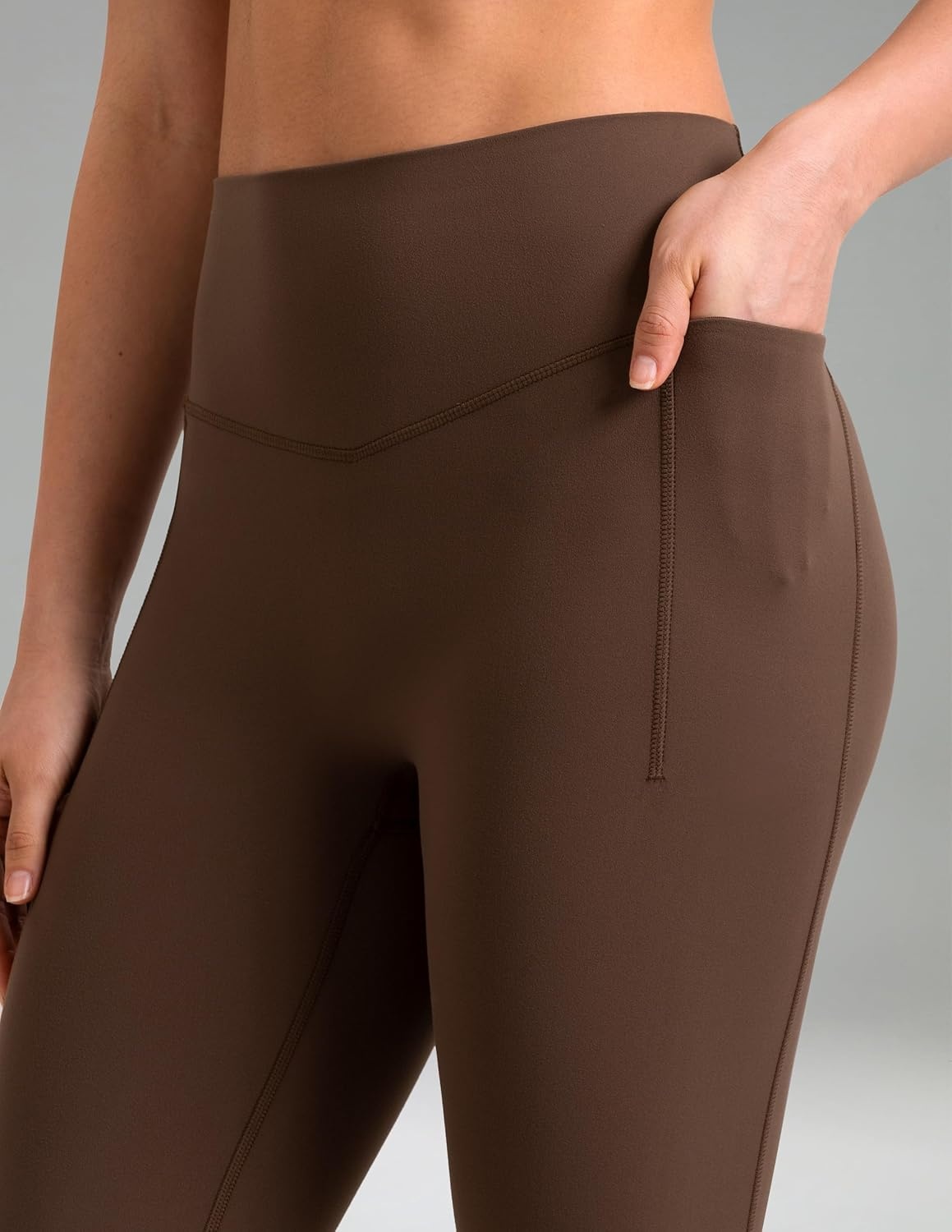image:imageColorfulkoala Dreamlux Flare Leggings for Women with Pockets High Waist No Front Seam Yoga Pants 275 295 315Cocoa