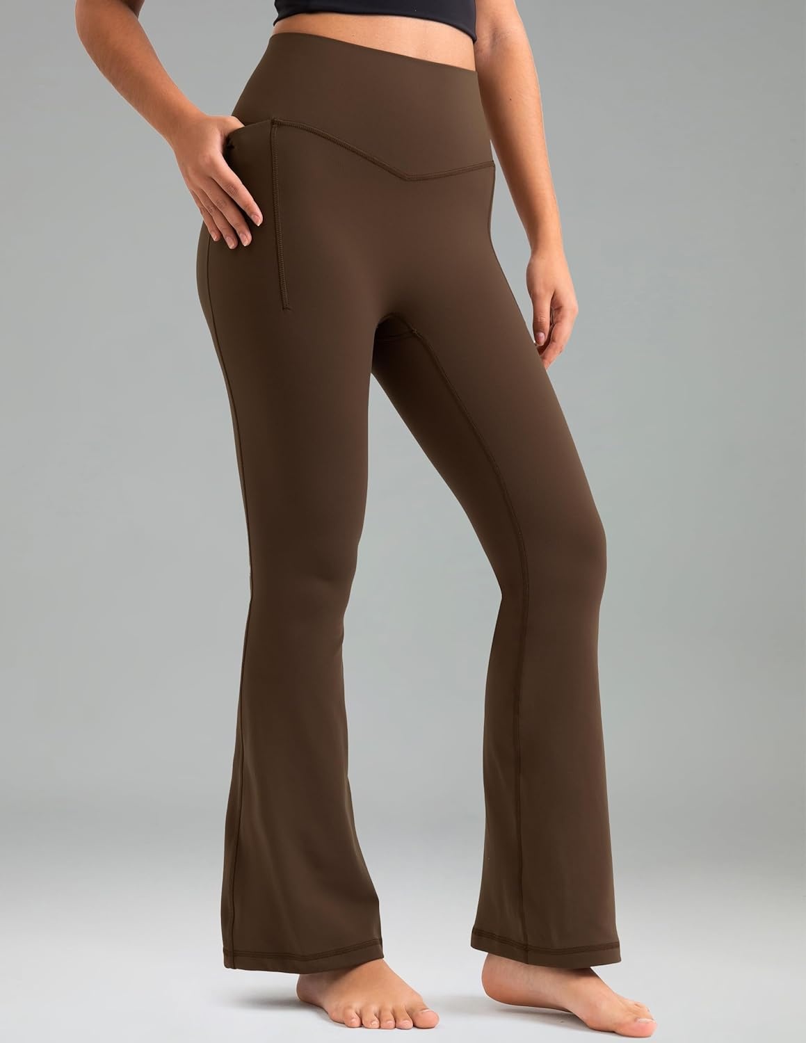 image:imageColorfulkoala Dreamlux Flare Leggings for Women with Pockets High Waist No Front Seam Yoga Pants 275 295 315Cocoa