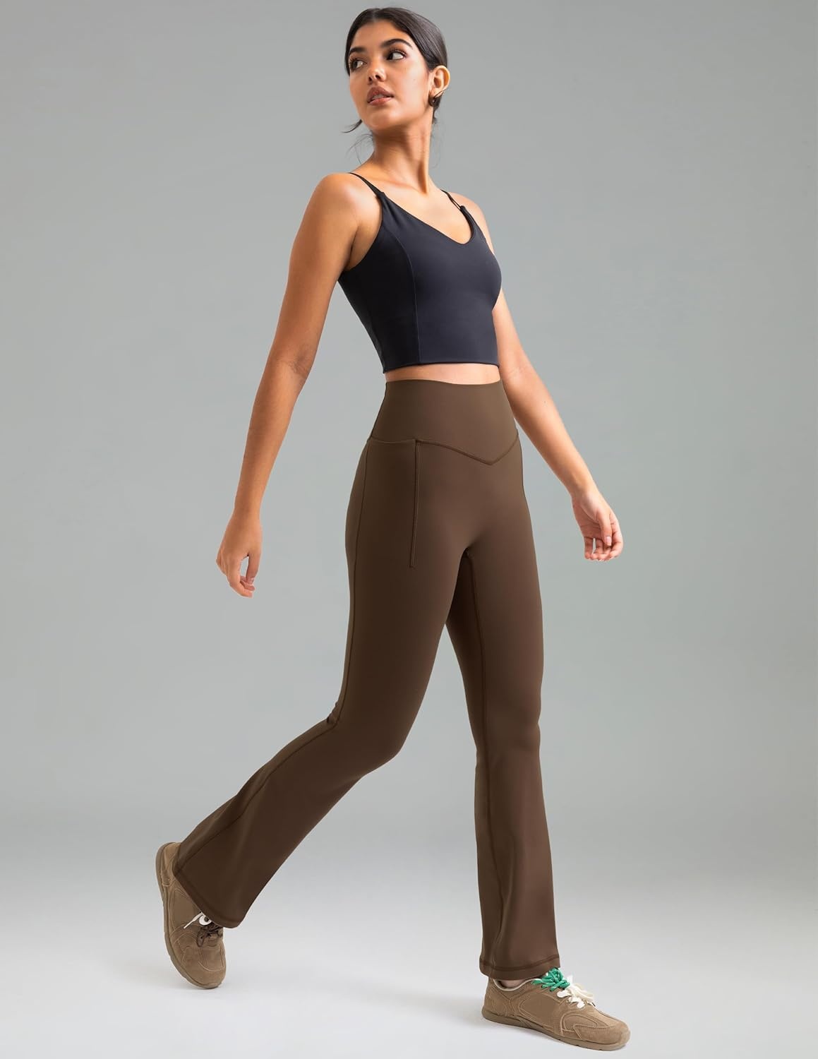 image:imageColorfulkoala Dreamlux Flare Leggings for Women with Pockets High Waist No Front Seam Yoga Pants 275 295 315Cocoa