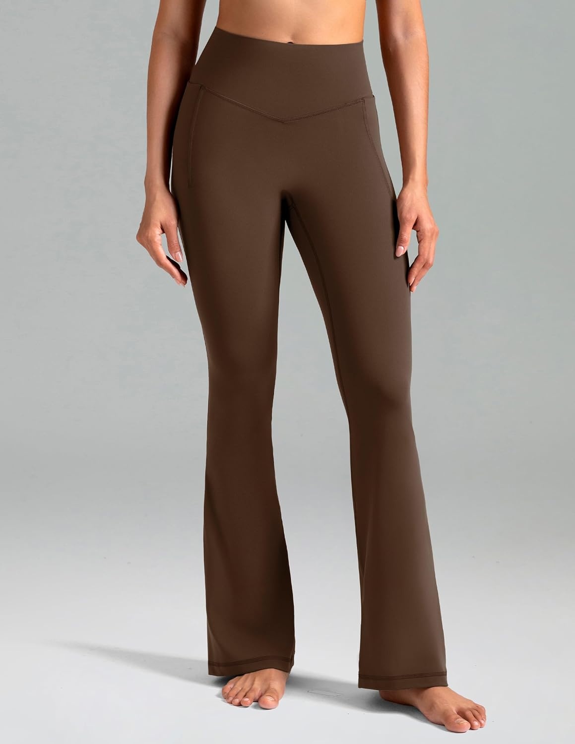 image:imageColorfulkoala Dreamlux Flare Leggings for Women with Pockets High Waist No Front Seam Yoga Pants 275 295 315Cocoa