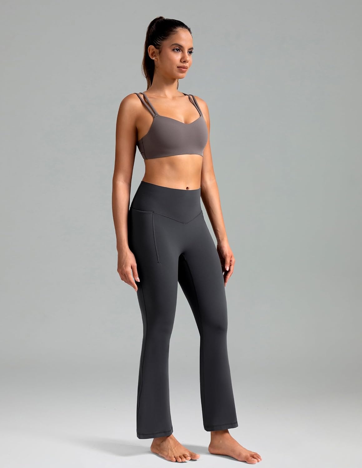 image:imageColorfulkoala Dreamlux Flare Leggings for Women with Pockets High Waist No Front Seam Yoga Pants 275 295 315Dark Carbon