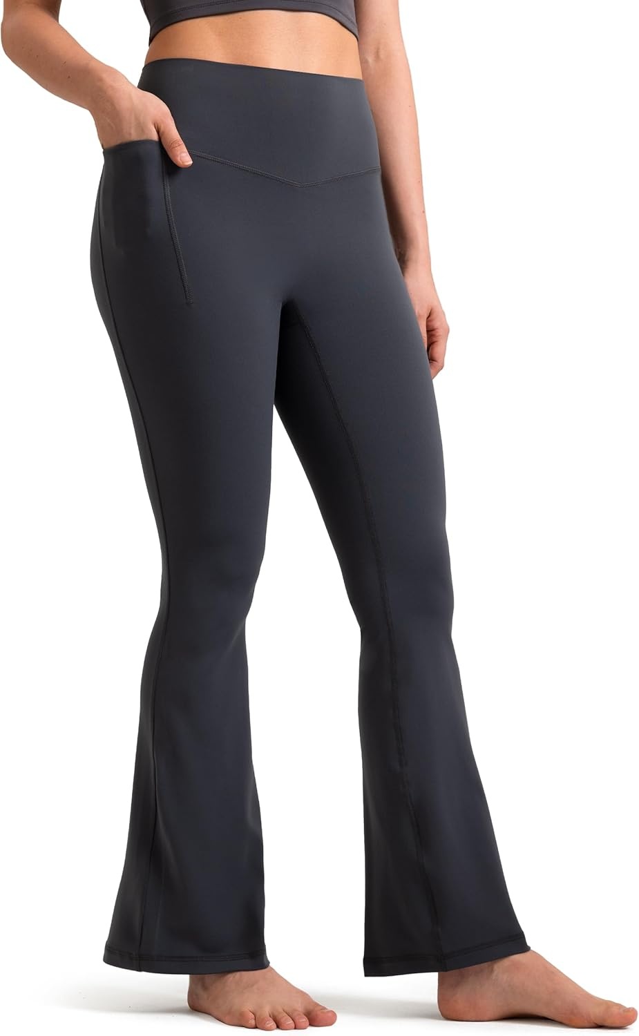 image:imageColorfulkoala Dreamlux Flare Leggings for Women with Pockets High Waist No Front Seam Yoga Pants 275 295 315Dark Carbon
