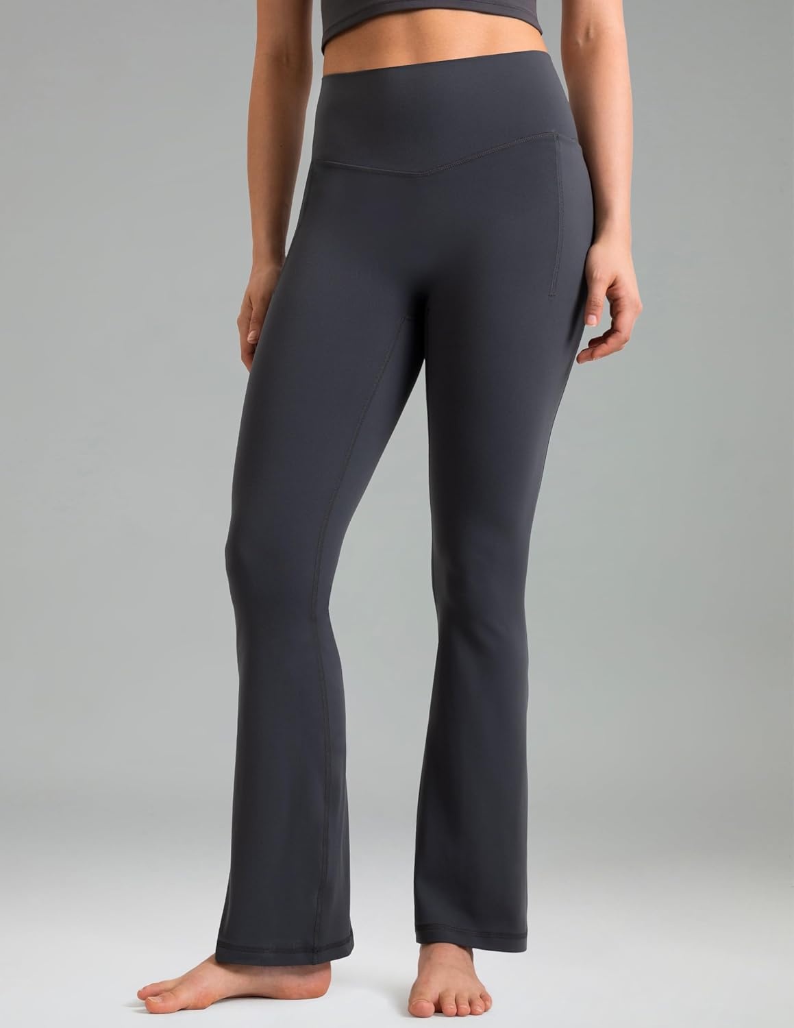 image:imageColorfulkoala Dreamlux Flare Leggings for Women with Pockets High Waist No Front Seam Yoga Pants 275 295 315Dark Carbon