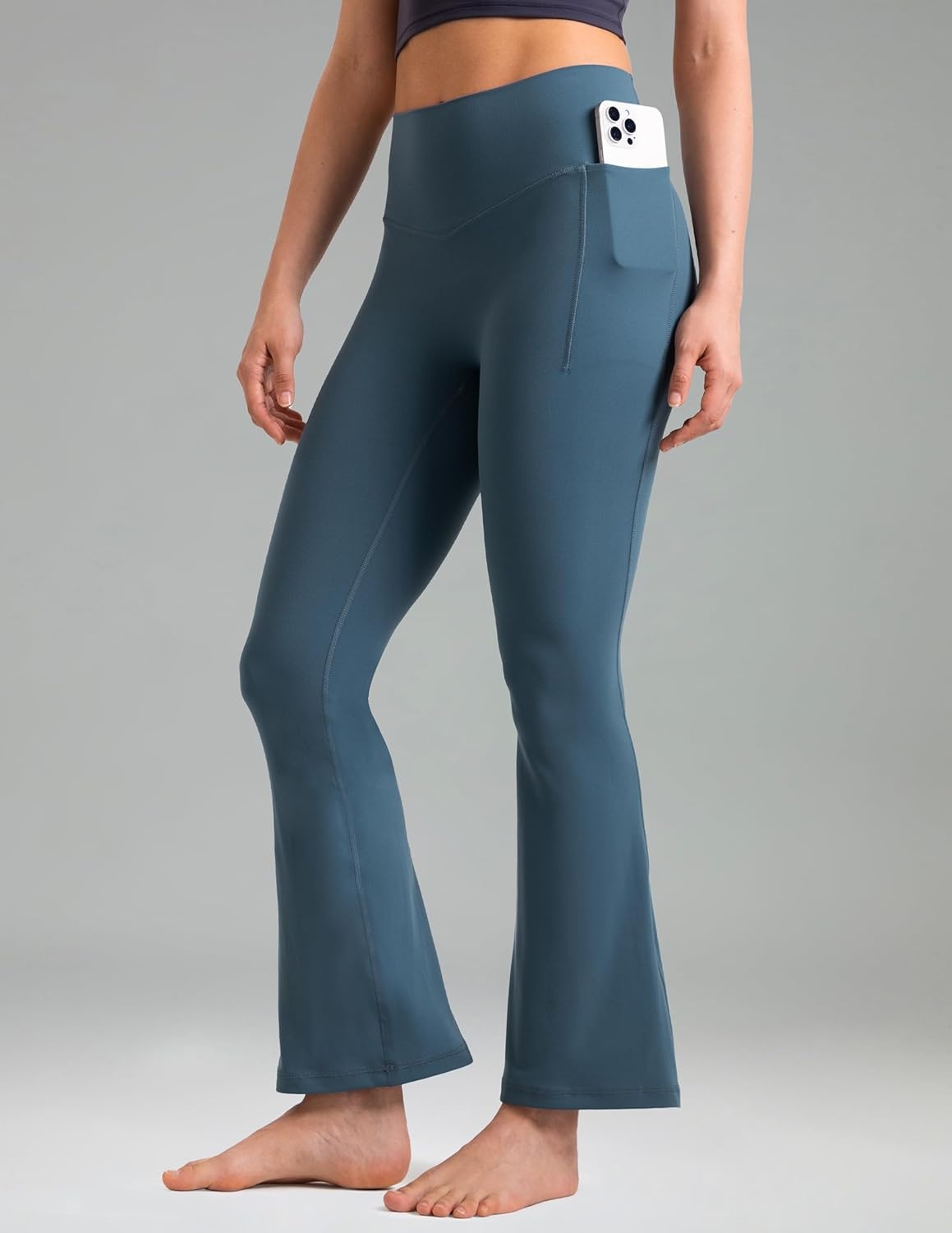 image:imageColorfulkoala Dreamlux Flare Leggings for Women with Pockets High Waist No Front Seam Yoga Pants 275 295 315Dark Jasper
