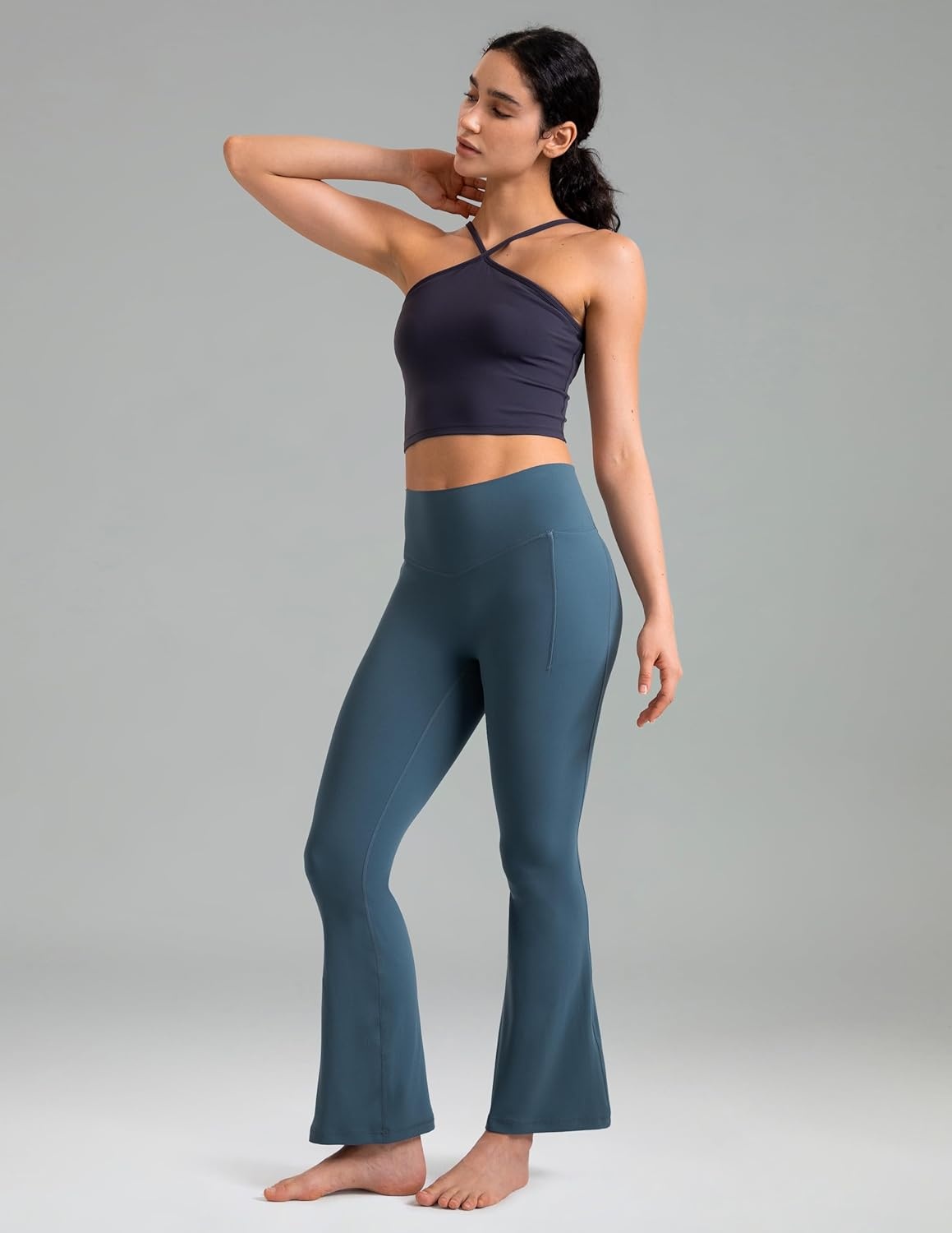 image:imageColorfulkoala Dreamlux Flare Leggings for Women with Pockets High Waist No Front Seam Yoga Pants 275 295 315Dark Jasper