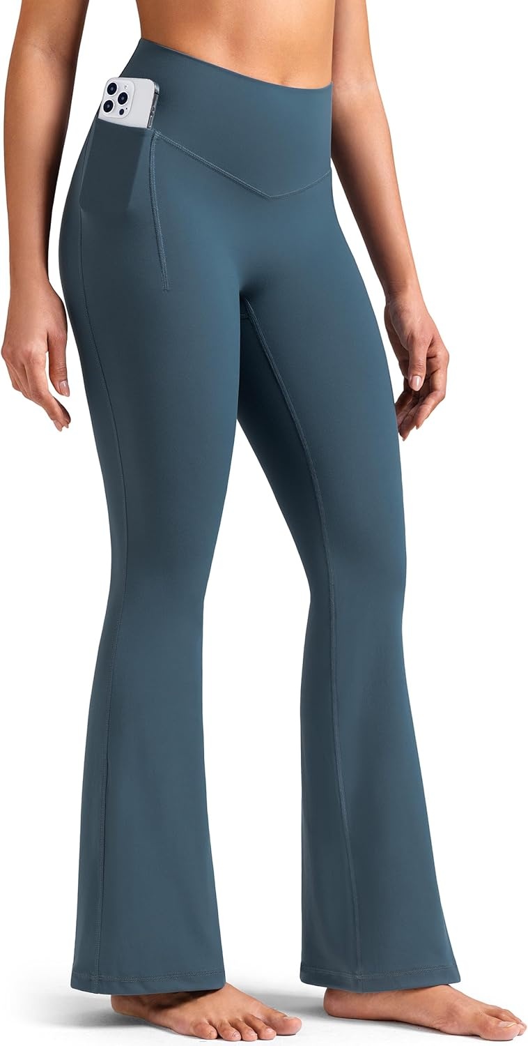 image:imageColorfulkoala Dreamlux Flare Leggings for Women with Pockets High Waist No Front Seam Yoga Pants 275 295 315Dark Jasper
