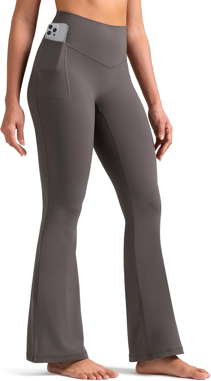 image:imageColorfulkoala Dreamlux Flare Leggings for Women with Pockets High Waist No Front Seam Yoga Pants 275 295 315Major Brown