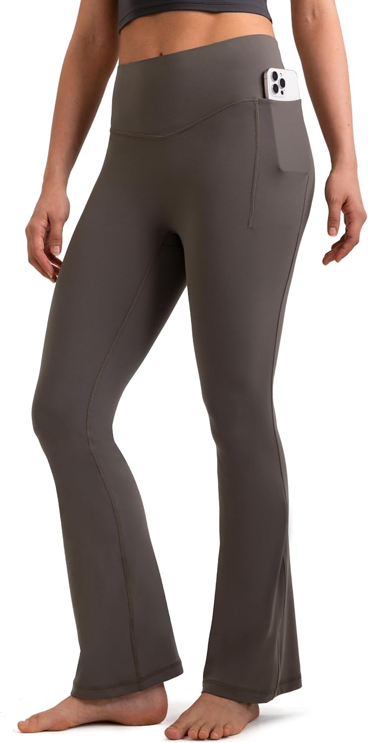 image:imageColorfulkoala Dreamlux Flare Leggings for Women with Pockets High Waist No Front Seam Yoga Pants 275 295 315Major Brown