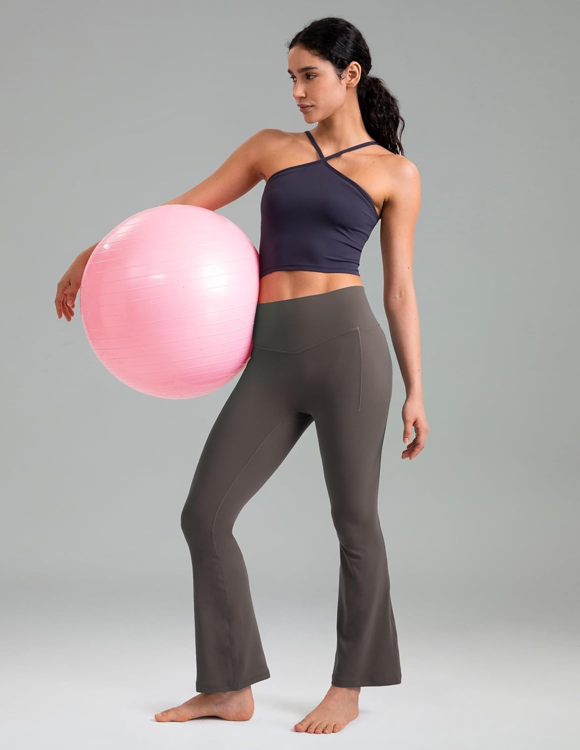 image:imageColorfulkoala Dreamlux Flare Leggings for Women with Pockets High Waist No Front Seam Yoga Pants 275 295 315Major Brown